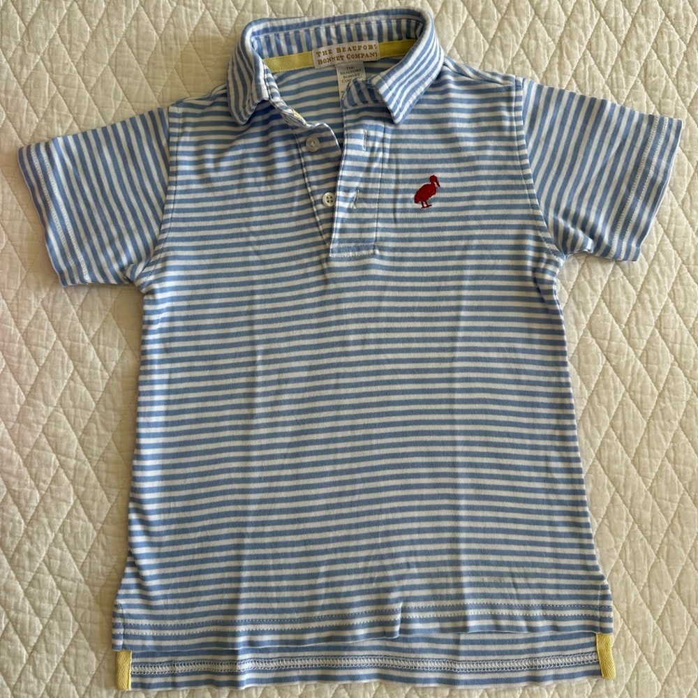 Beaufort Bonnet Company, classic striped blue and white polo